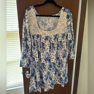 Woman Within blue and white top